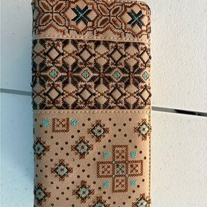 Montana West Tan and Turquoise Clutch
